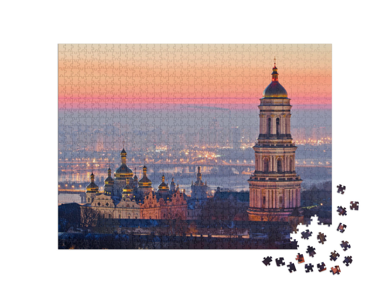 Puzzle 1000 pezzi „Alba sulla Lavra di Kiev-Pechersk, Ucraina“