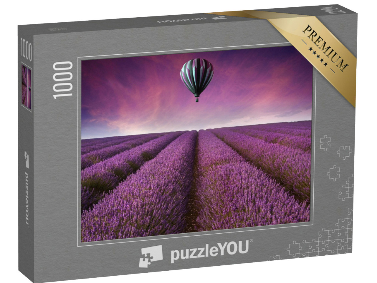 Puzzle 1000 pezzi „Mongolfiera su un campo infinito di lavanda“