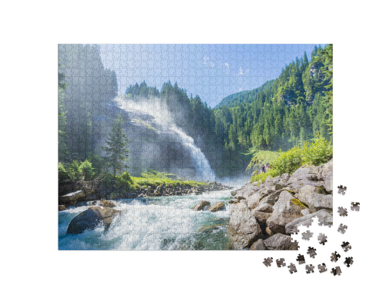 Puzzle 1000 pezzi „Cascate di Krimml nel Parco Nazionale degli Alti Tauri, Salisburgo, Austria“