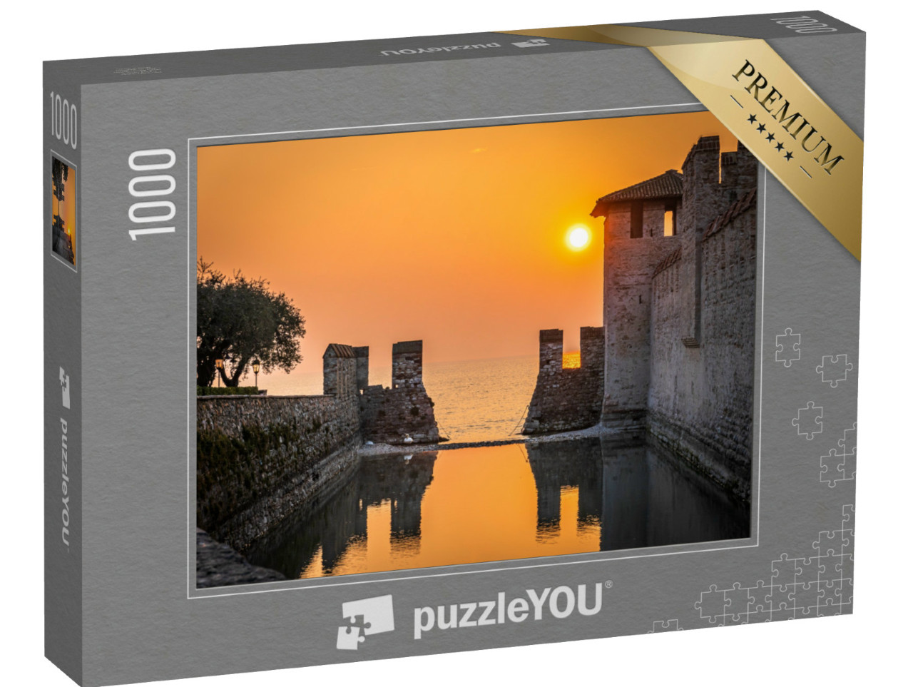 Puzzle 1000 pezzi „La famosa fortezza di Sirmione sul lago di Garda - Italia“
