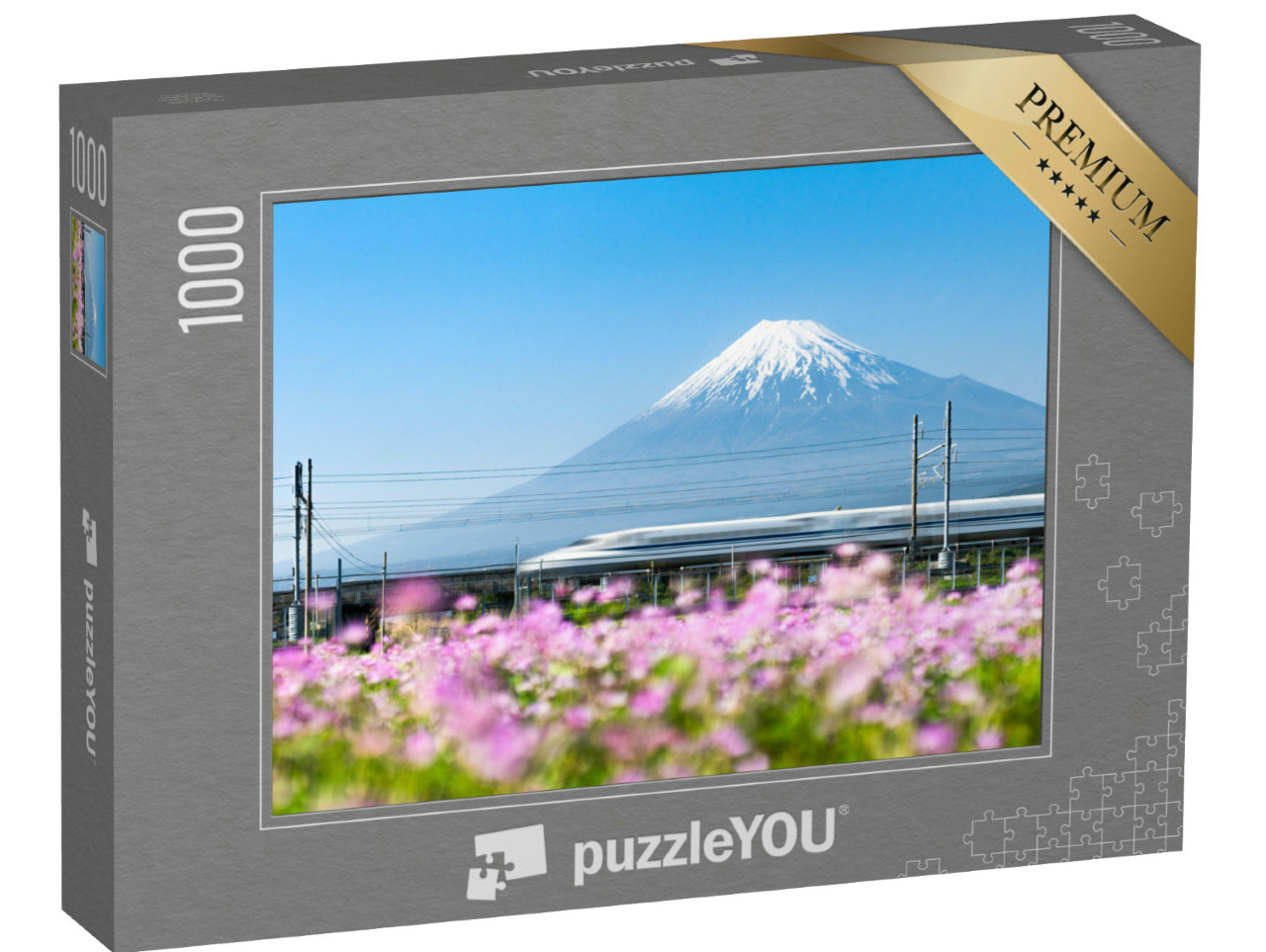 Puzzle 1000 pezzi „Treno ad alta velocità Shinkansen al Monte Fuji, Giappone“