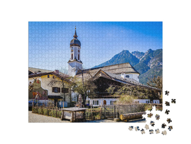 Puzzle 1000 pezzi „Centro storico con edifici storici a Garmisch-Partenkirchen“