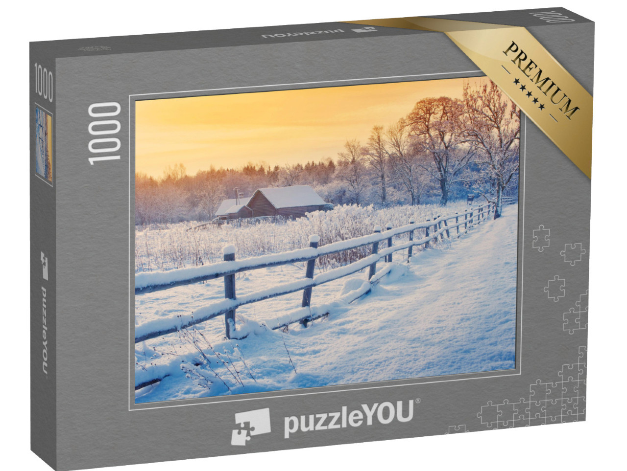 Puzzle 1000 pezzi „Paesaggio invernale nell'alba gelida“