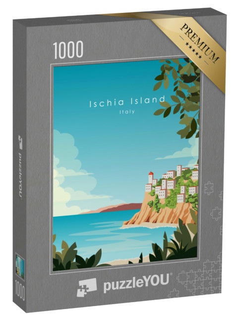 Puzzle 1000 pezzi „Illustrazione vettoriale. Italia. Poster turistico. Cartolina, banner verticale, copertina“