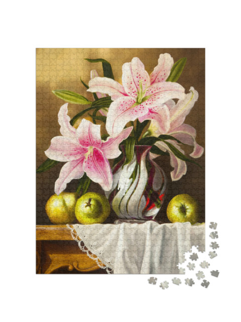Puzzle 1000 pezzi „Natura morta con gigli e pere“