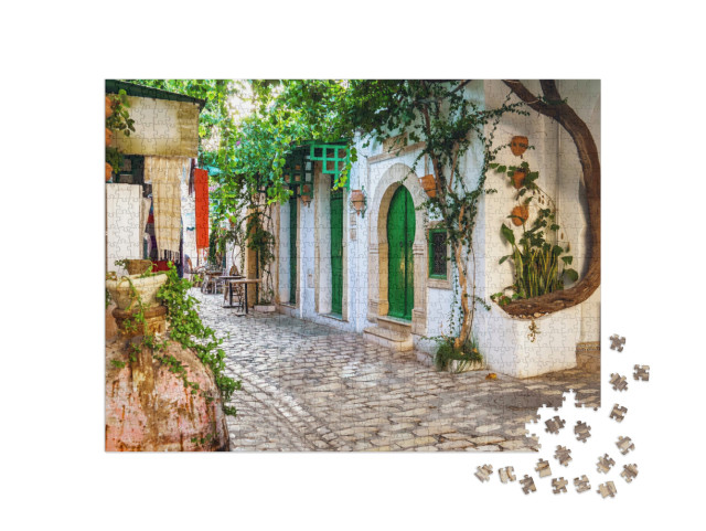 Puzzle 1000 pezzi „Antico vicolo della medina di Mahdia, Tunisia“