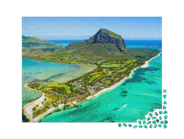 Puzzle 2000 pezzi „Laguna blu ai piedi di Le Morne Brabant, Mauritius“