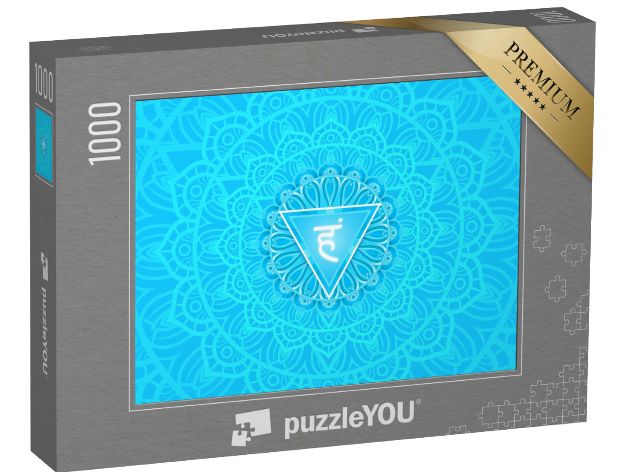 Puzzle 1000 pezzi „Vishuddha, simbolo del chakra della gola. Mandala colorato“