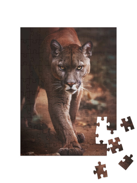 Puzzle 100 pezzi „Un puma si avvicina di soppiatto“