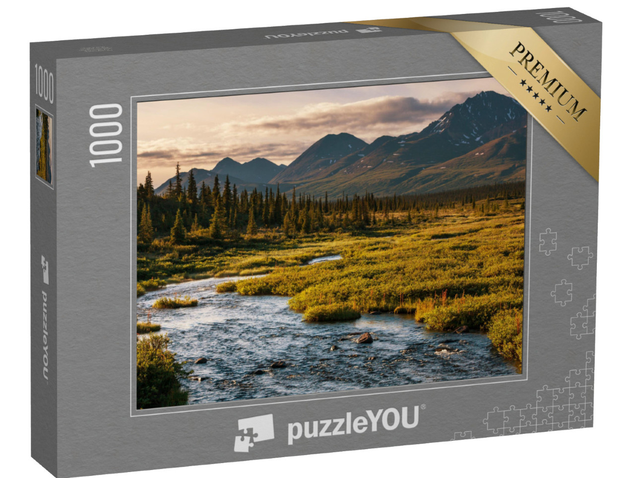 Puzzle 1000 pezzi „Lago serale nella tundra, Alaska“