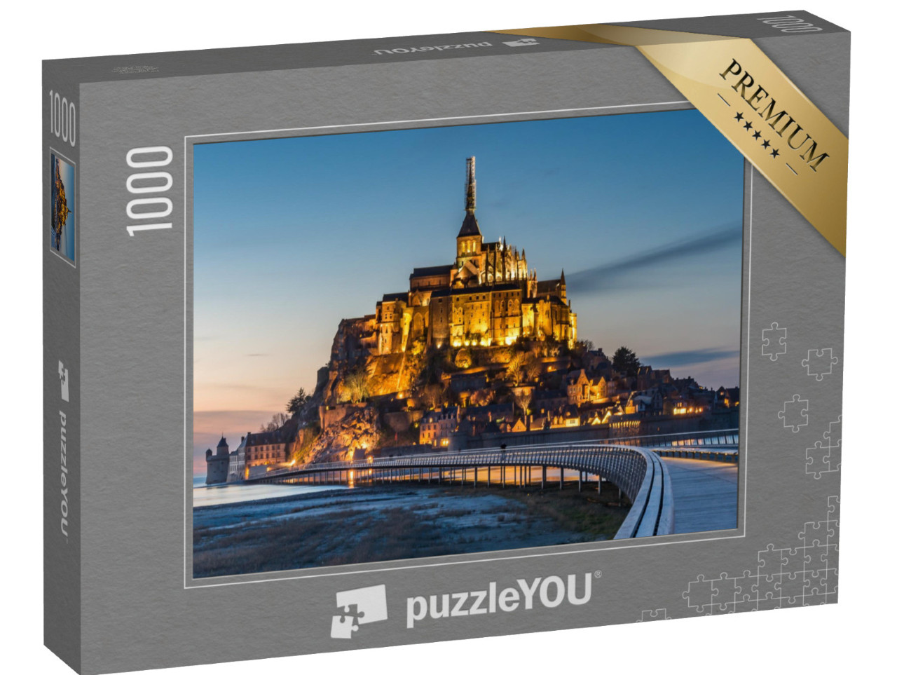 Puzzle 1000 pezzi „Mont Saint-Michel illuminato al tramonto“