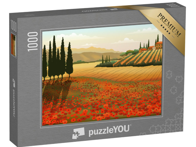 Puzzle 1000 pezzi „Giornata estiva in Toscana, Italia, illustrazione“