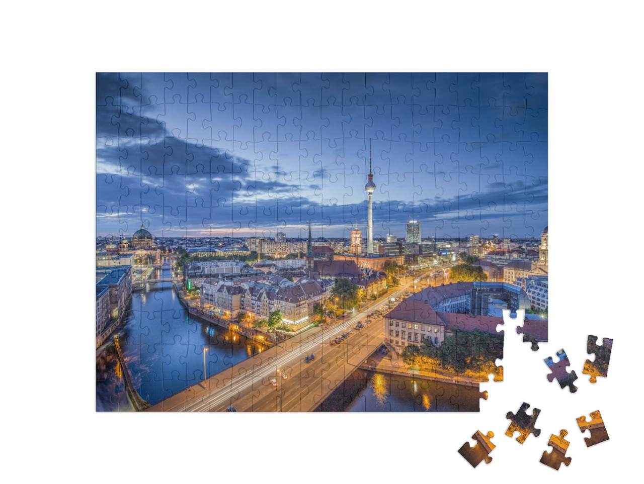 Puzzle 200 pezzi „Vista su Berlino di sera“