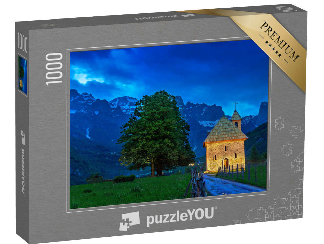 Puzzle 1000 pezzi „Chiesa nel villaggio di Thethi, Valle di Theth, Albania“