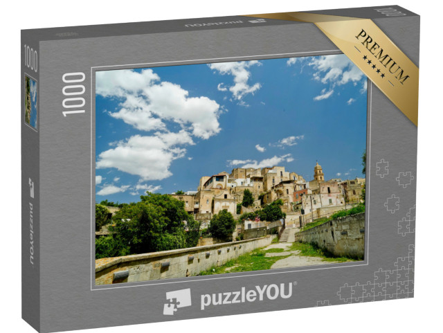 Puzzle 1000 pezzi „i vicoli e la gravina del centro storico di Gravina di Puglia. Italia“
