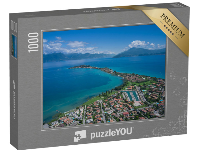 Puzzle 1000 pezzi „Lago di Garda, Sirmione, Italia. Castello italiano sul lago di Garda“