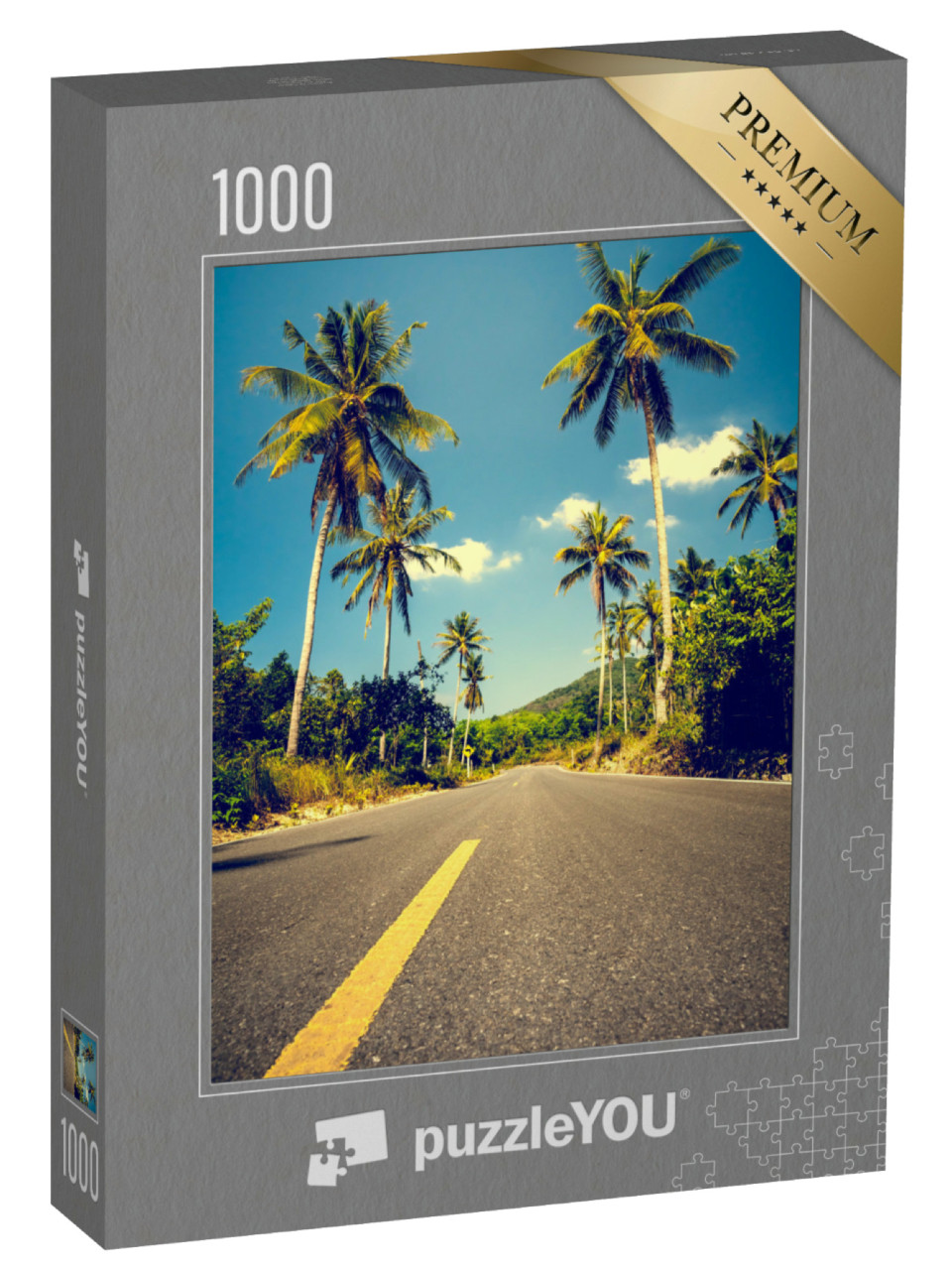 Puzzle 1000 pezzi „Strada fiancheggiata da palme“