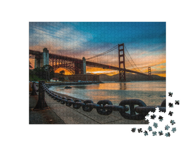 Puzzle 1000 pezzi „La luce dorata della sera sul Golden Gate Bridge“