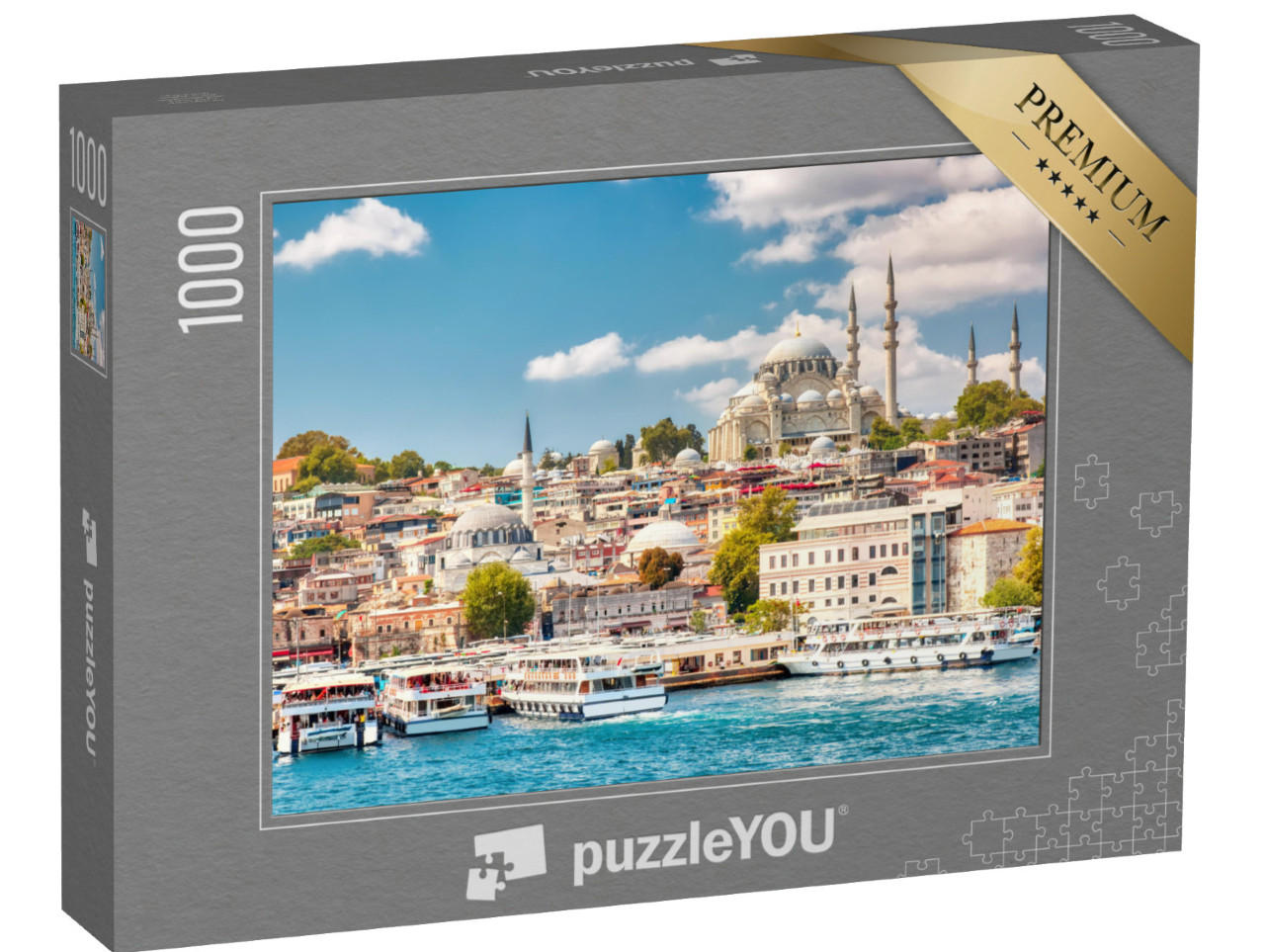 Puzzle 1000 pezzi „Baia del Corno d'Oro di Istanbul con vista su Süleymaniye“