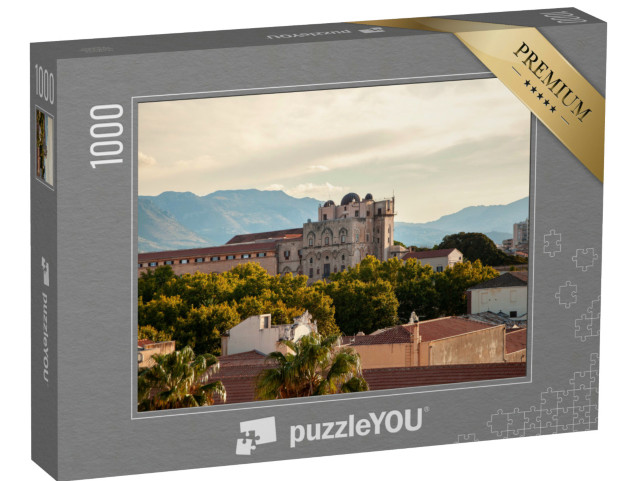 Puzzle 1000 pezzi „La calda luce del sole inonda il Palazzo dei Normanni, un edificio storico di Palermo“