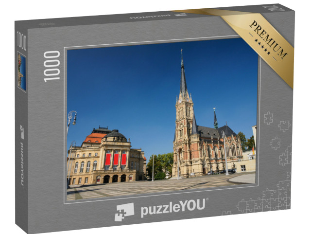 Puzzle 1000 pezzi „Piazza del teatro di Chemnitz con l'opera, Germania“