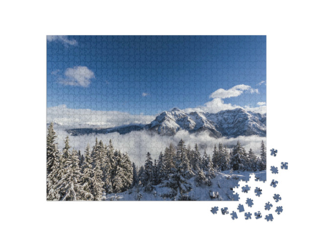 Puzzle 1000 pezzi „Paesaggio invernale nelle Alpi tirolesi sul ghiacciaio dello Stubai“