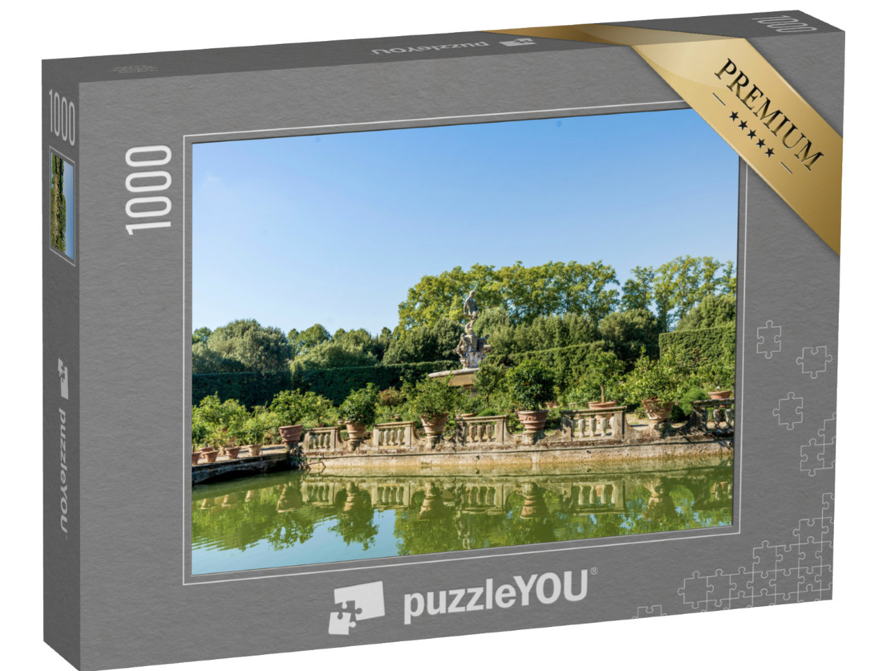 Puzzle 1000 pezzi „L'Isolotto, un'isola ovale con al centro la fontana del mare, nel Giardino di Boboli“