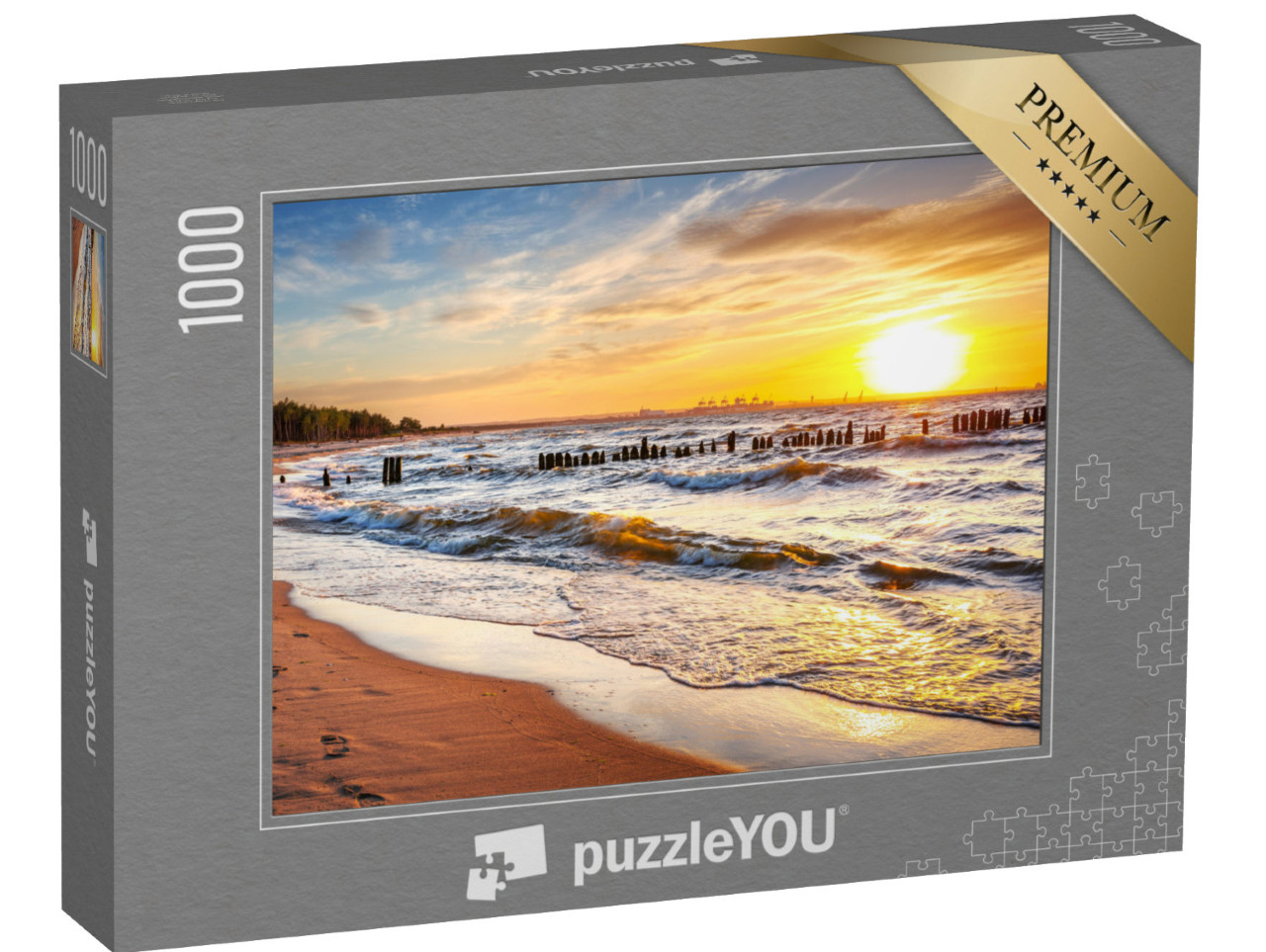 Puzzle 1000 pezzi „Tramonto sulla spiaggia del Mar Baltico in Polonia“