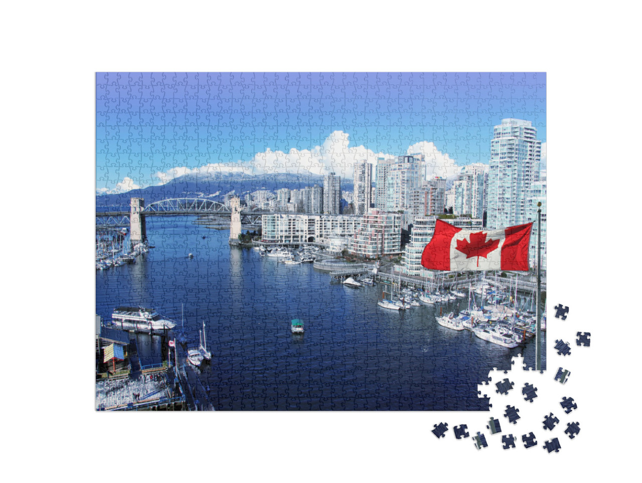 Puzzle 1000 pezzi „False Creek e il ponte di Burrard Street a Vancouver“