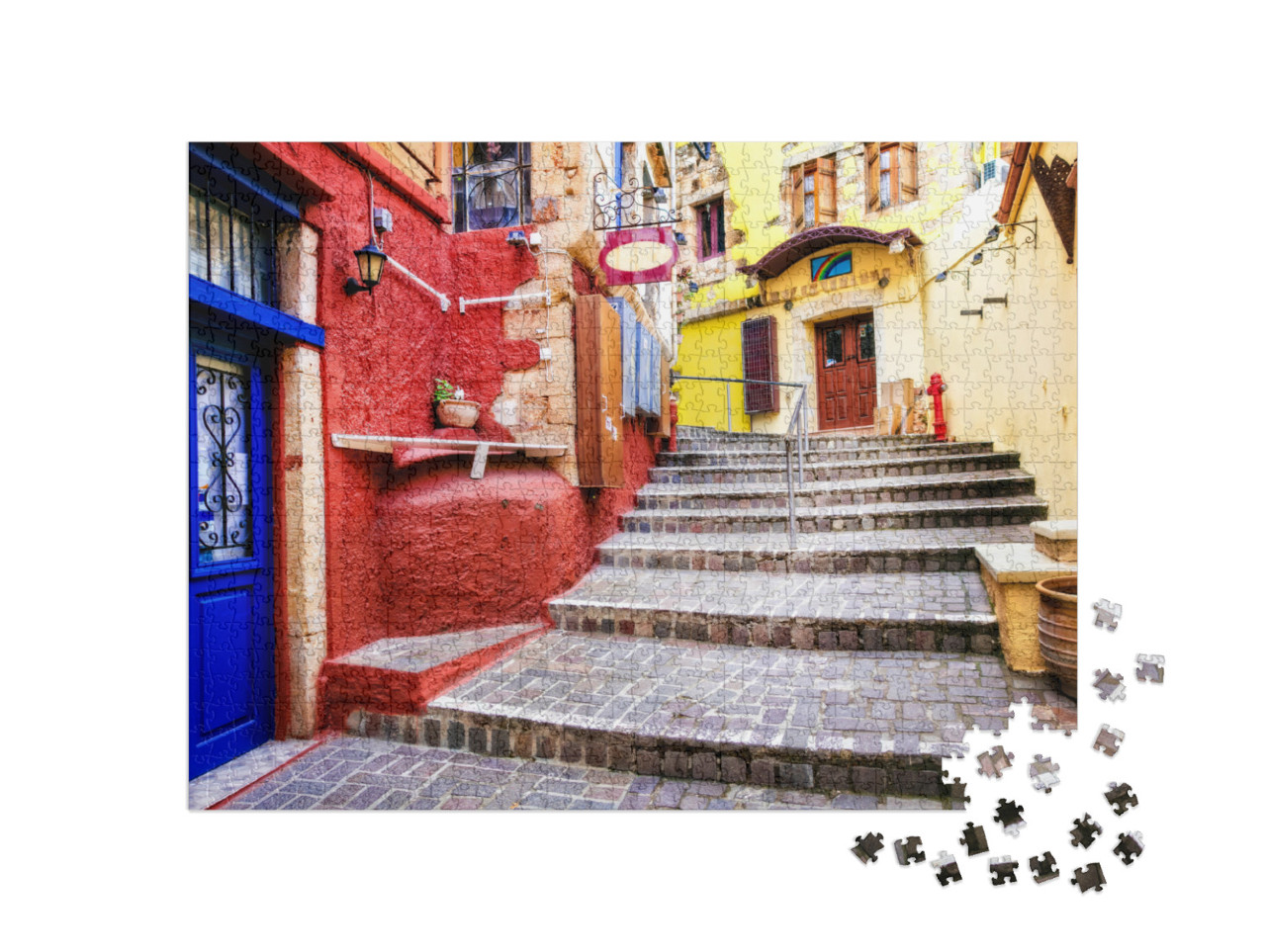 Puzzle 1000 pezzi „Le strade dell'antica città di Chania, isola di Creta“