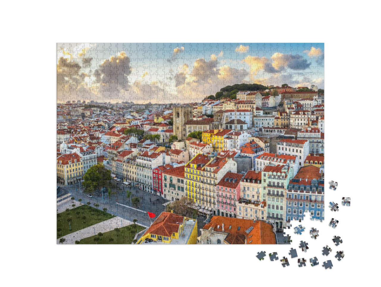 Puzzle 1000 pezzi „Antico quartiere di Alfama, Lisbona, Portogallo“