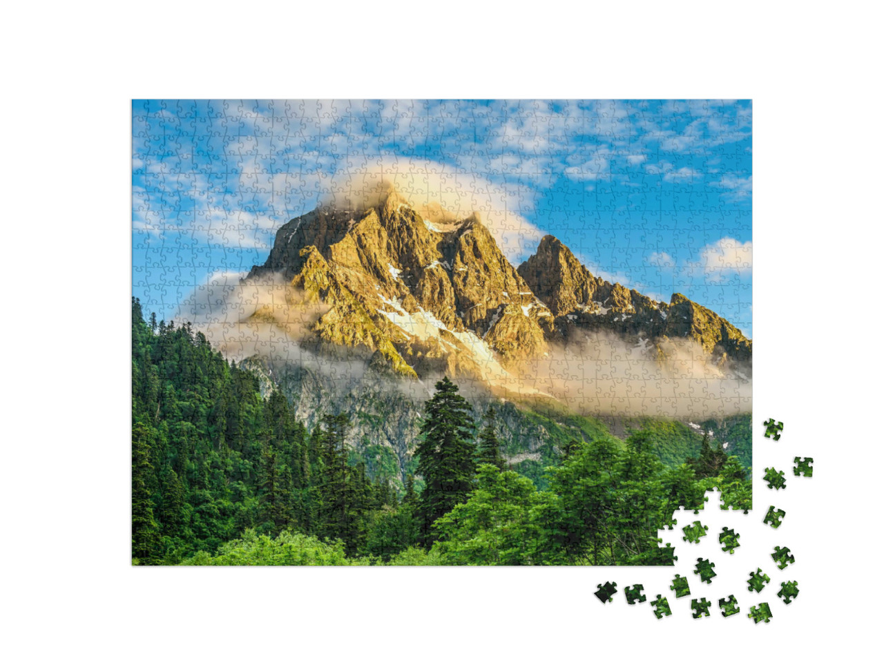 Puzzle 1000 pezzi „Una vetta mozzafiato al mattino“