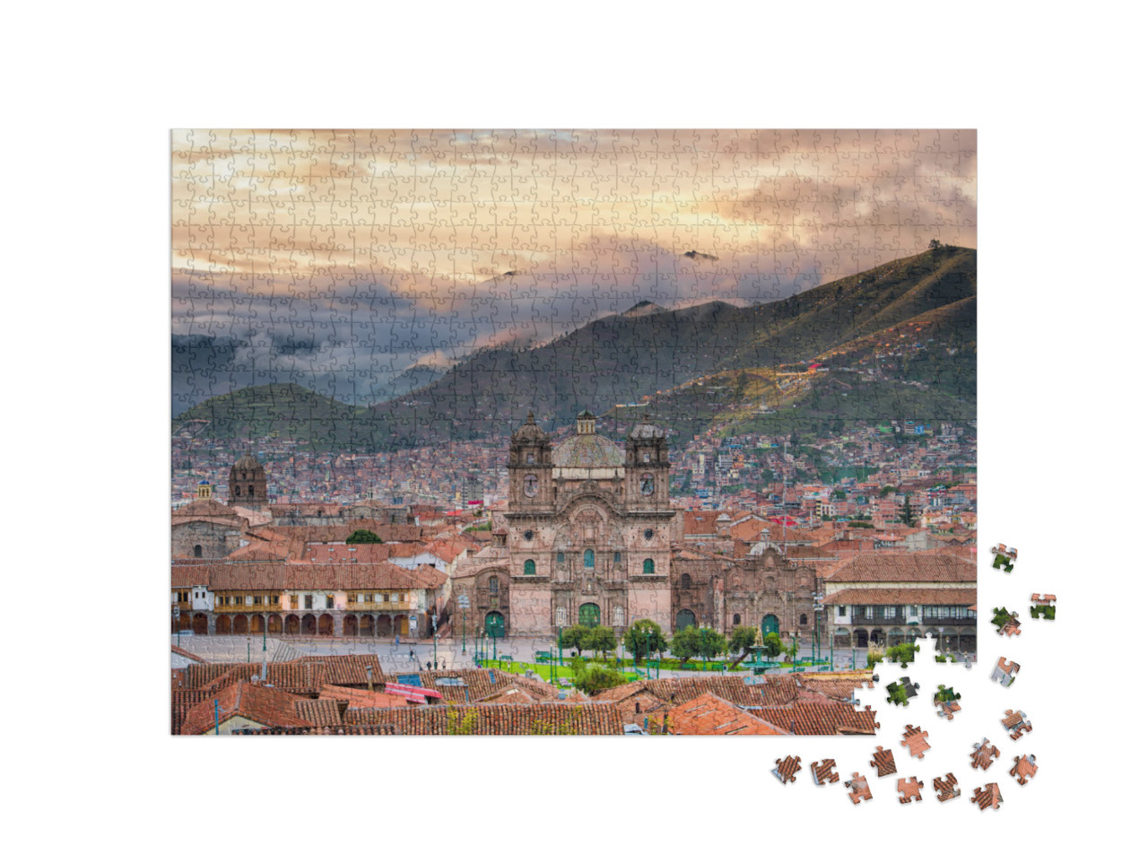 Puzzle 1000 pezzi „Il sole del mattino in Plaza de Armas, Cusco“