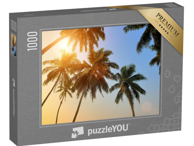 Puzzle 1000 pezzi „Splendido tramonto tropicale con palme sulla spiaggia“
