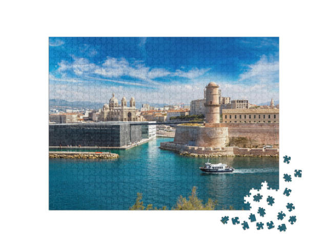 Puzzle 1000 pezzi „Castello di Saint Jean e Cattedrale de la Major, Marsiglia, Francia“