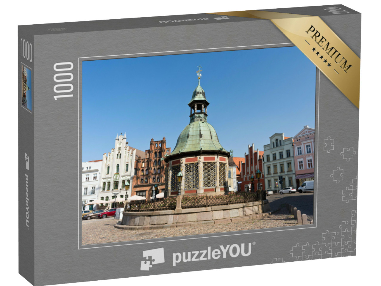 Puzzle 1000 pezzi „Piazza del mercato della città anseatica di Wismar, Meclemburgo-Pomerania Anteriore“