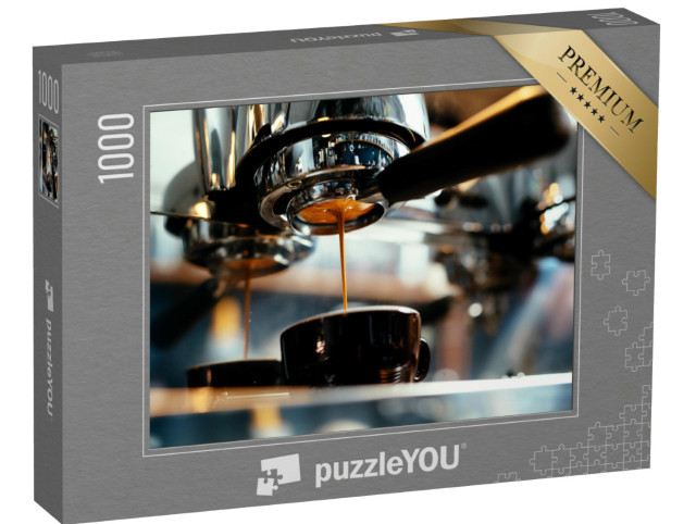 Puzzle 1000 pezzi „Primo piano dell'espresso che esce dalla macchina del caffè“