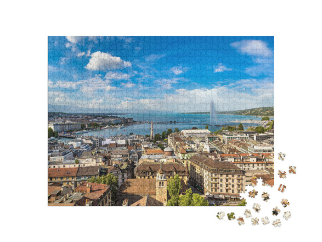 Puzzle 1000 pezzi „Sopra i tetti di Ginevra“