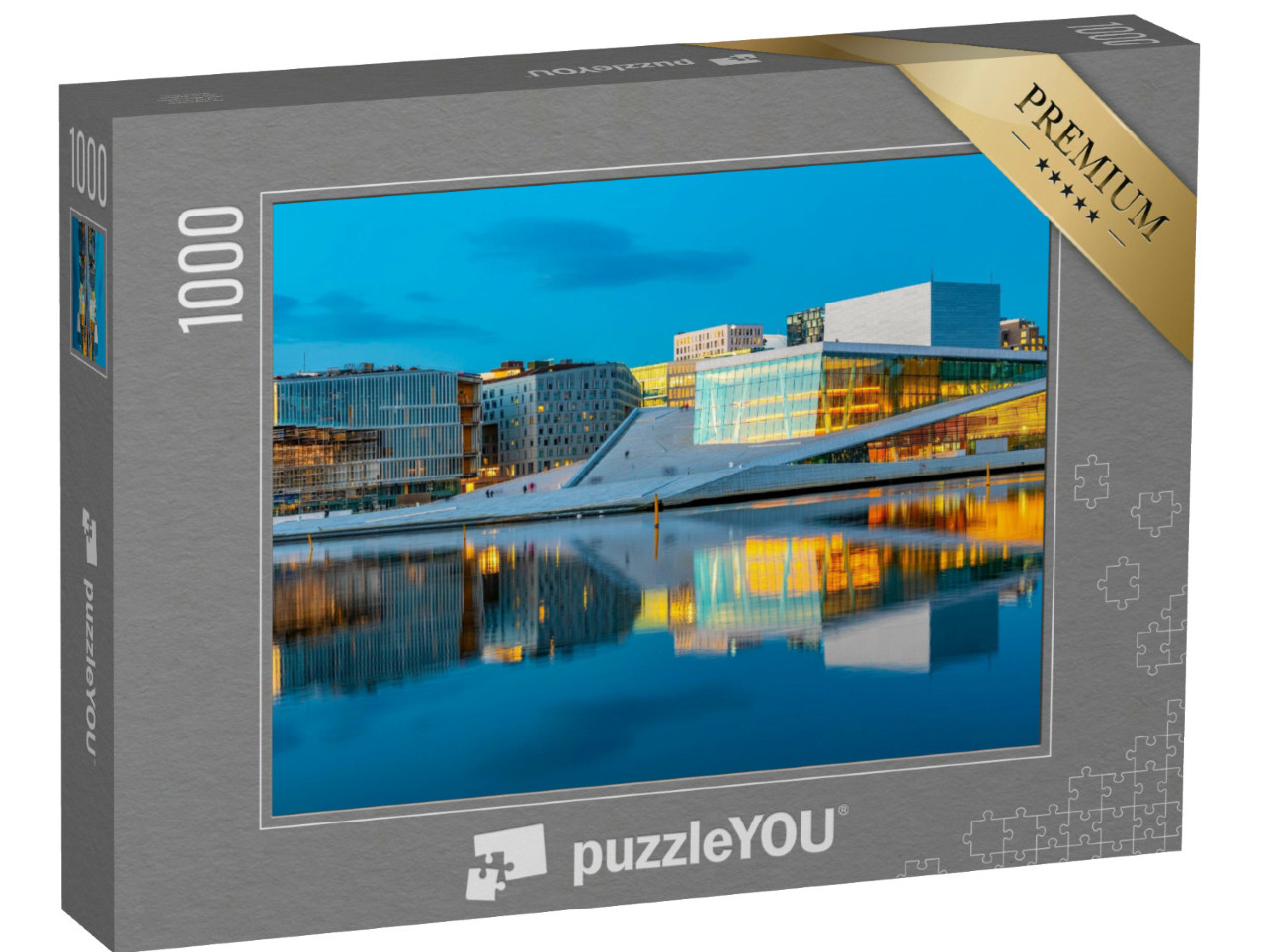 Puzzle 1000 pezzi „Vista notturna del Teatro dell'Opera di Oslo, Norvegia“