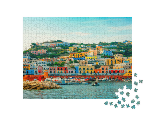 Puzzle 1000 pezzi „Ponza: l'isola più grande dell'arcipelago italiano delle Isole Pontine, Lazio, Italia“