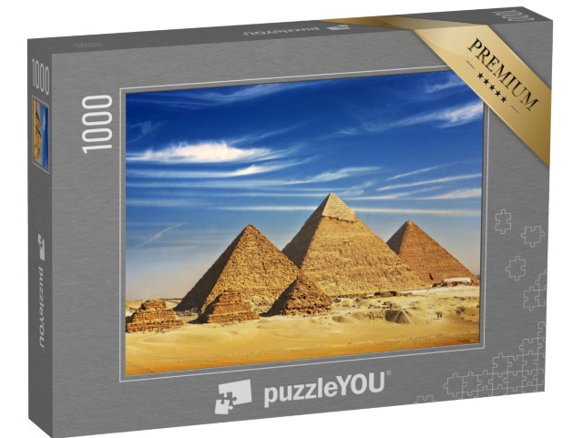 Puzzle 1000 pezzi „Vista generale delle piramidi dall'altopiano di Giza, Egitto“