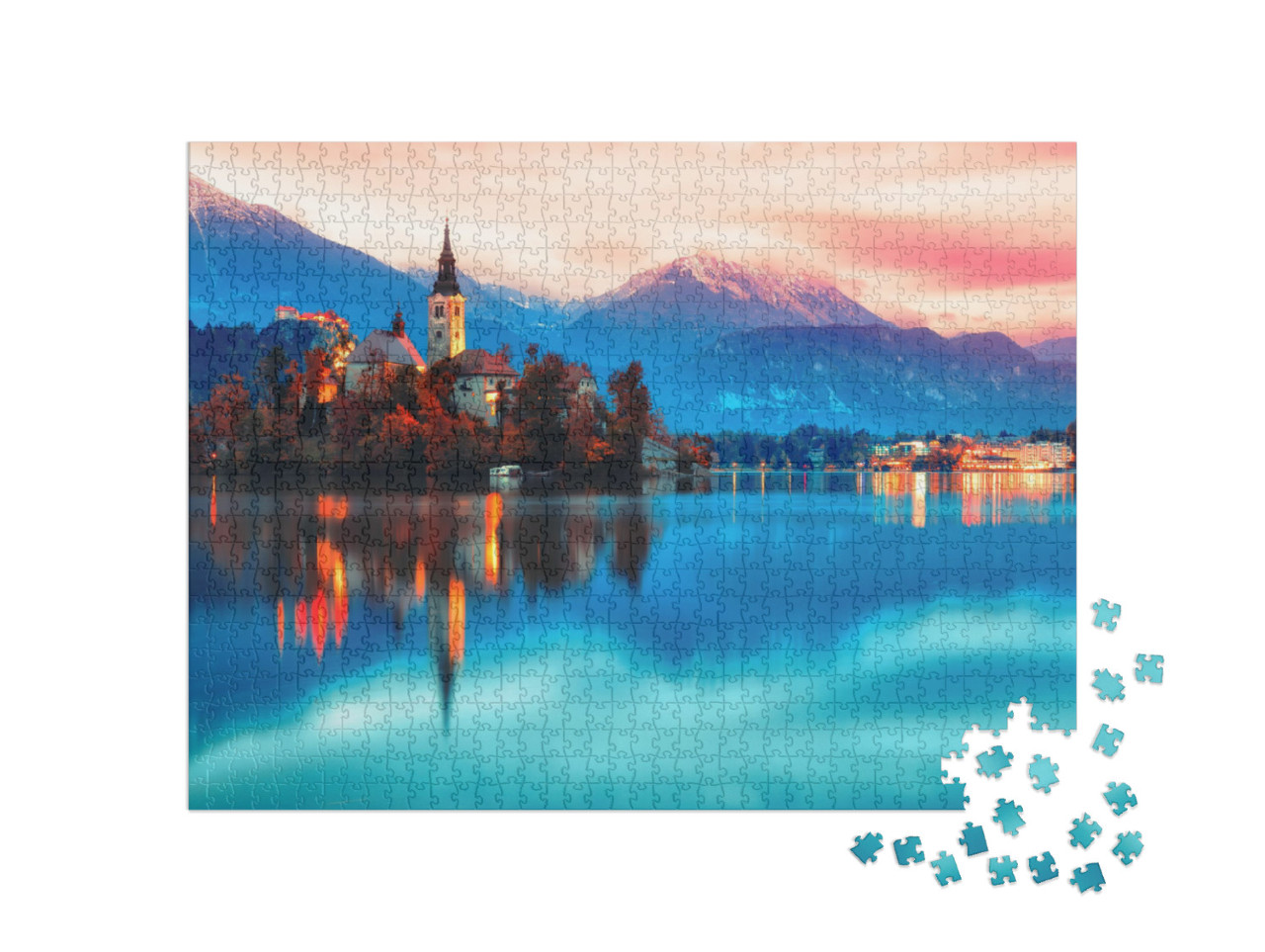 Puzzle 1000 pezzi „Il romantico lago di Bled in Slovenia“