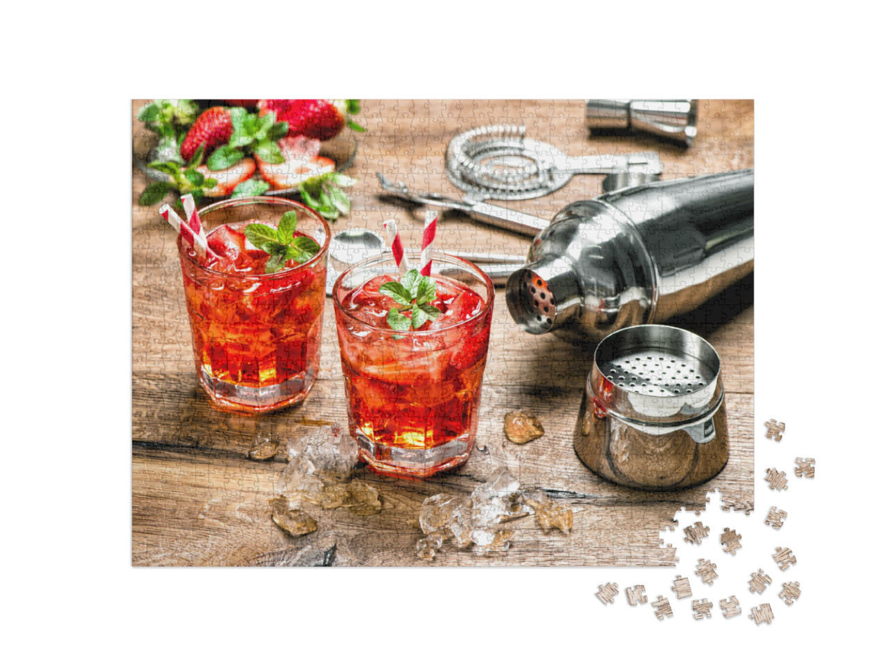 Puzzle 1000 pezzi „Cocktail di fragole con ghiaccio“