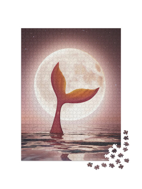 Puzzle 1000 pezzi „Una sirena si gode il chiaro di luna“