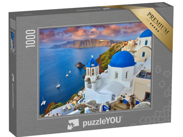 Puzzle 1000 pezzi „Alba su Fira a Santorini, Grecia“