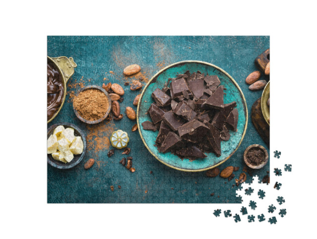 Puzzle 1000 pezzi „Cioccolato fondente con cacao in polvere e in grani“