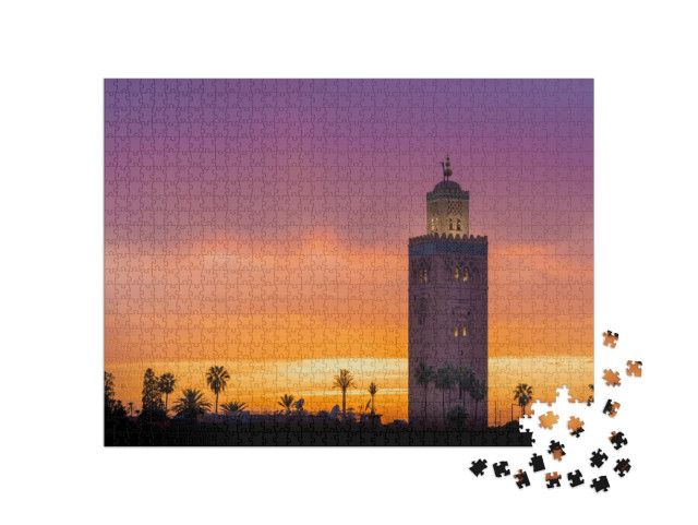 Puzzle 1000 pezzi „La moschea Koutoubia alla luce della sera, Marrakech, Marocco“