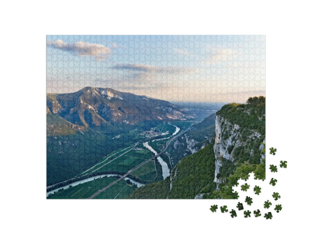 Puzzle 1000 pezzi „Tramonto sulla valle dell'Adige. Dolc矇, provincia di Verona, Veneto, Italia, Europa.“