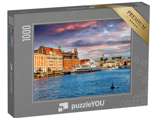 Puzzle 1000 pezzi „Bellissimo paesaggio urbano al tramonto, Malmö, Svezia“