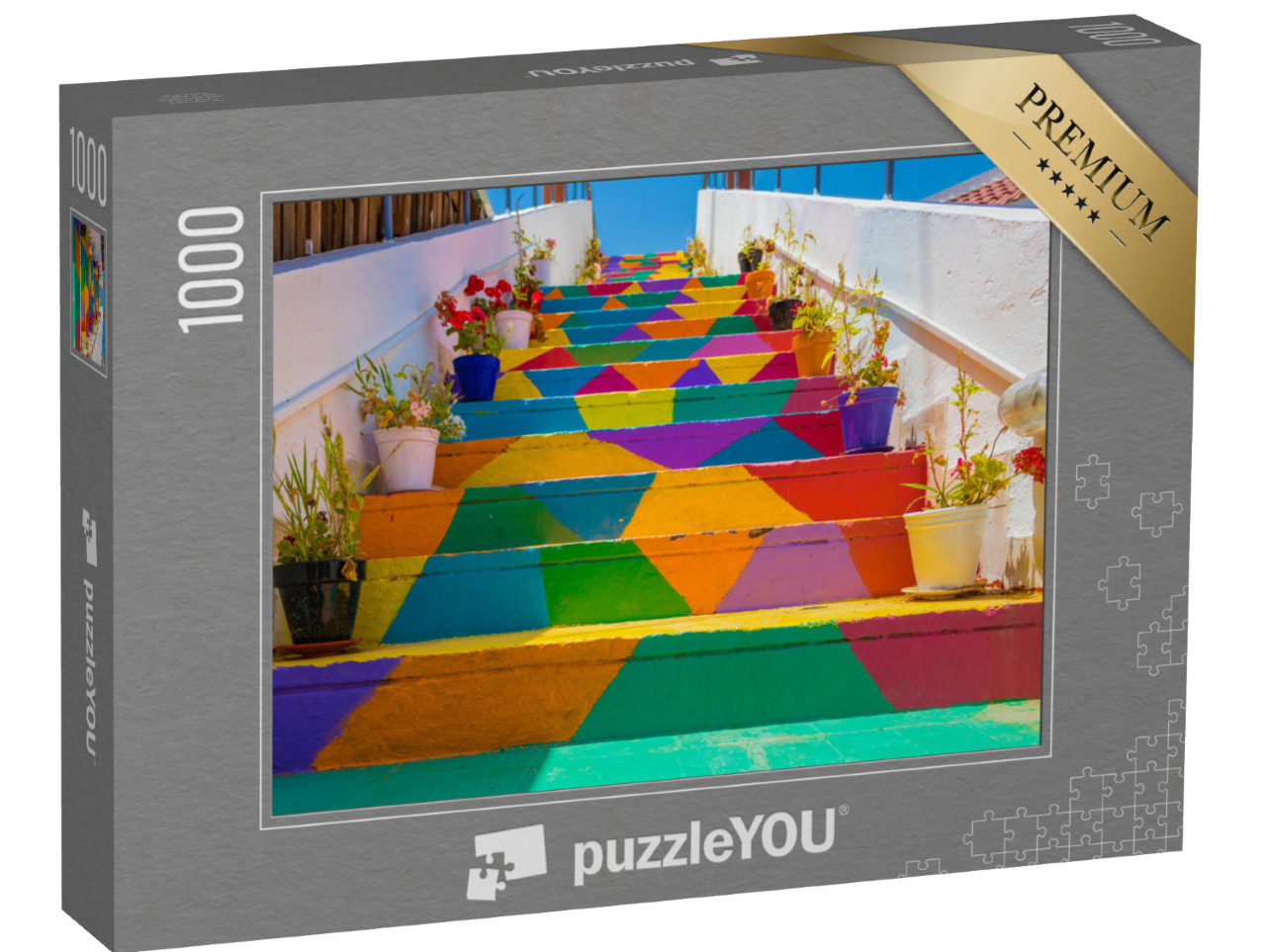 Puzzle 1000 pezzi „Scala colorata a Tunisi, Tunisia“